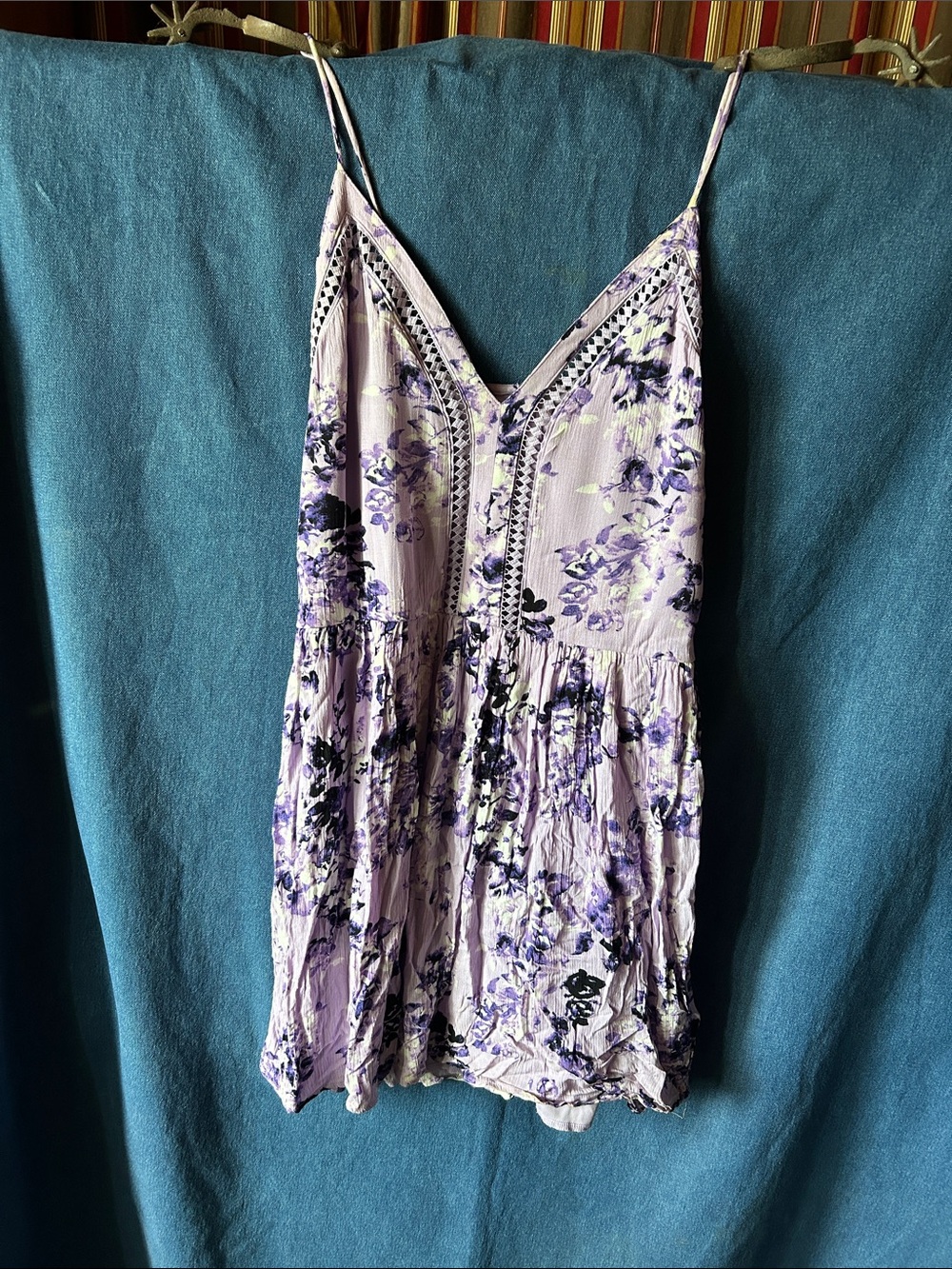 Just Fab Lavender Floral Spaghetti Strap Mini Dress xxl